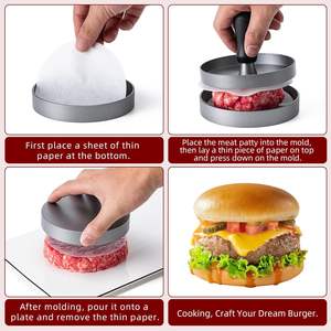 Prensa para Hamburguesas Antiadherente, Molde para Hacer Hamburguesas de Aluminio con Papel Encerado - Product Image 4