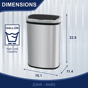 High Quality 13-Gallon Stainless Steel Automatic <b>Sensor</b> Trash Can Lid 50L Modern Kitchen <b>Bin</b> 12L Smart Dustbin for Office - Product Image 3