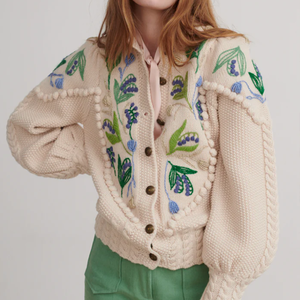 Großhandel Custom Hands Crochet Strick oberteile Damen pullover <span class=keywords><strong>Fancy</strong></span> Crop Cardigans Pullover Jacquard Stickerei Strick pullover Damen - Product Image 4