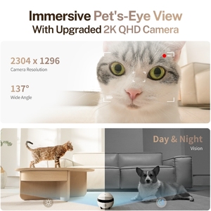 Caméra mobile <span class=keywords><strong>pour</strong></span> compagnon animal avec connexion Wi-Fi, design mignon, fonctionnement automatique, plume <span class=keywords><strong>pour</strong></span> chat, moniteur <span class=keywords><strong>pour</strong></span> enfant et animal de compagnie - Product Image 4