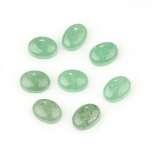 Cabochon ovale lisse en aventurine verte naturelle de qualité supérieure 10x14mm, à dos plat, calibré, pierre précieuse en vrac pour la fabrication de bijoux DIY - Product Image 1