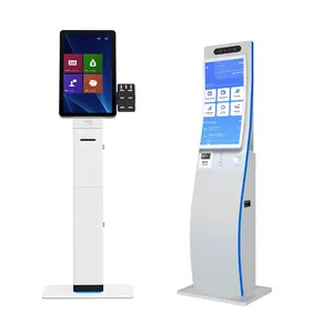 Free standing library supermarket self-service terminal information kiosks 23.6 inch touchscreen self service kiosk price