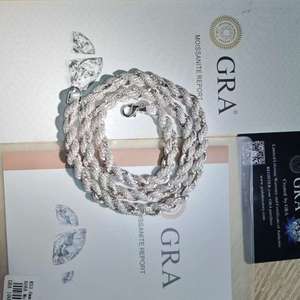 Vente en gros de bijoux en moissanite couleur D VVS pour hommes, style Hip Hop, en argent S925, comprenant chaîne, bracelet maille cubaine, bracelet tennis glacé et collier corde - Product Image 5