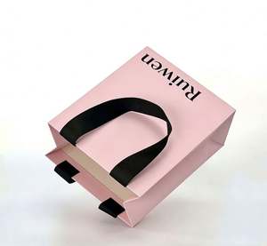 Sacs de luxe personnalisés pour vêtements, sacs cadeaux roses, sacs en papier pour le shopping avec poignées pour vêtements - Product Image 3