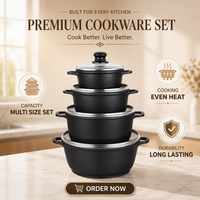 Ensemble de casseroles classiques écologiques en aluminium moulé sous pression, 8 pièces, revêtement antiadhésif, compatible induction