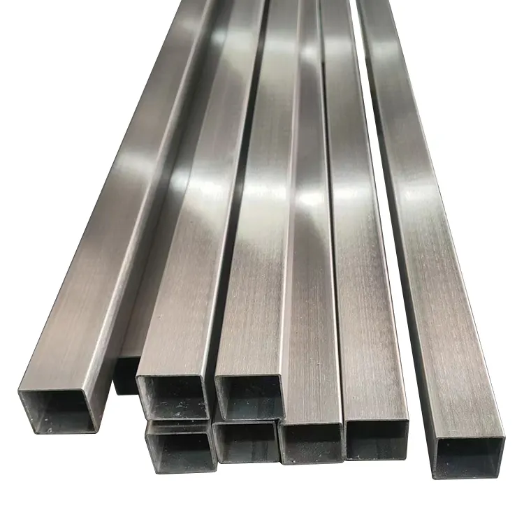 High quality Aisi 201 304 316l 430 Inox Welded Square Tube Rectangular Ss Hairline Hollow Section Stainless Steel Pipe