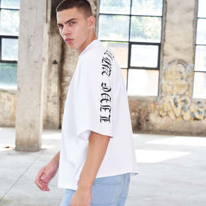 Hot Exquisite Design 100% Cotton Street Style Grueso Recortado O Cuello Manga corta Boxy Oversize Camisetas para hombres - Product Image 3