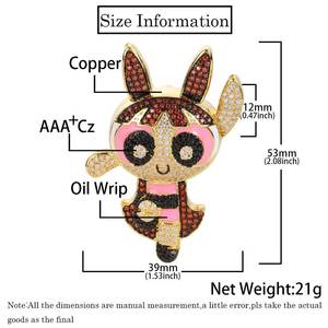 Hip Hop cartone animato Anime colorato zircone <span class=keywords><strong>Powerpuff</strong></span> ragazze ciondolo di lusso ciondolo con ciondolo collana di fascino per le donne - Product Image 5