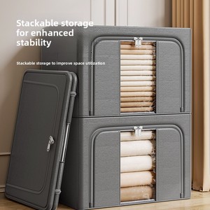 <strong>Wardrobe</strong> Storage <strong>Box</strong> Thickened Fabric Laminated Household Foldable Large Capacity Quilt Clothes Organizer <strong>Box</strong> Dustproof - Product Image 4