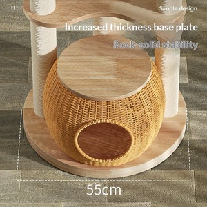Arbre à chat tout-en-un en bois massif avec sisal, plateforme de saut multi-niveaux en forme de capsule spatiale, étagère peu encombrante - Product Image 4