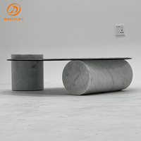 Meubles de salon de luxe, ensemble de table basse en acier inoxydable argenté et marbre, table basse intelligente pour la maison