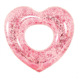 Flotteur de piscine géant en forme de cœur pailleté, <span class=keywords><strong>tube</strong></span> flottant en PVC épaissi, anneau de natation, radeau aquatique, jouets de fête pour adultes - Product Image 1