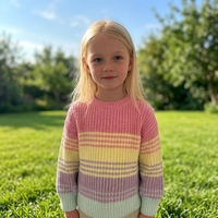 Pull en chenille à rayures arc-en-ciel pour filles Cora, fabrication OEM et ODM personnalisée, tricot à manches longues, pull en tricot moelleux