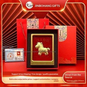 ชุดรูปปั้นม้าทองคำแท้ <span class=keywords><strong>999</strong></span> ขายส่ง - กรอบรูปตั้งโต๊ะดีไซน์ใหม่ ของที่ระลึกม้าทองคำ ของขวัญปีม้า - Product Image 2