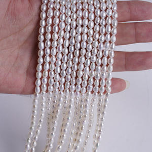 Vente en gros de perles de riz d'eau douce naturelles de 4-5 mm en forme de mètre, semi-finies, en chaîne pour collier de bricolage, bijoux, perles en vrac, promotion - Product Image 5