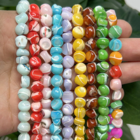Manik-manik Cangkang Air Tawar Alami Berwarna-warni 7mm, Manik Spacer Longgar Tidak Beraturan untuk Pembuatan Perhiasan DIY, Aksesoris Anting Kalung