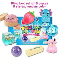Ruunjoy Ensembles de jouets squishy populaires, jouets anti-stress à presser, en forme de dumplings, fromage, fraises, beurre, boîtes de jouets squishy, cadeaux en gros
