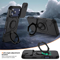 Coque de protection latérale antidérapante à rainures, avec support rotatif pour appareil photo coulissant, pour iPhone 17/Air/17 Pro/17 Pro Max