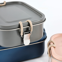 Boîte à lunch en acier inoxydable sans BPA, personnalisée, 800 ml, 1100 ml, 1500 ml, étanche, avec fermeture, réutilisable, multifonctionnelle