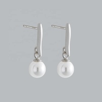Nagosa personnalisé délicat 925 argent Sterling 18K or Vermeil coquille ronde perle barre goutte boucles d'oreilles femmes bijoux