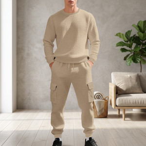 Suéter de Punto para Hombre Xeltech, Otoño, Delgado, con Bloques de Color, Holgado, Estilo Europeo Americano, Cuello Redondo, Casual, Manga Larga, 100% Fibra de Bambú - Product Image 3