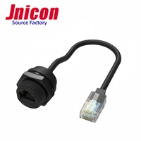 Jnicon M19 Cat5 Blindado 8P8C Bloqueo de tornillo IP68 Conector RJ45 a prueba de agua Cable Ethernet Conector montado en panel frontal