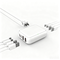 Station de charge USB 20W 8 ports USB-C PD, chargeur rapide avec prises EU/UK/US en matériau PC pour iPhone/iPad/tablettes