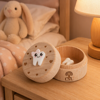 Boîte à dents de bébé en bois gravée sur mesure, en bois naturel, boîte à souvenirs de la Fée des Dents, caractéristiques durables pour la croissance et les souvenirs de l'enfant