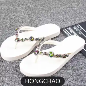 Beach Jewelry Colorful Crystal Rhinestone Pearl Shoe Buckle Chain Gold Plated Slipper Flowers Accessories Chains