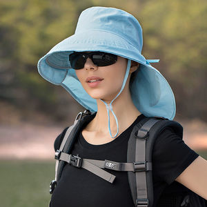 Chapeaux de soleil légers avec ouverture pour queue de cheval, chapeaux bob d'été pour femmes, à large bord, protection oculaire extérieure, casquette de protection solaire - Product Image 1