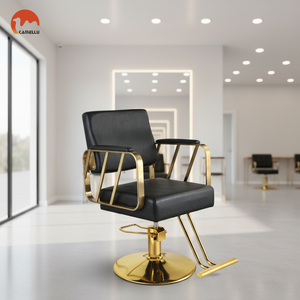 Poltrona Moderna <span class=keywords><strong>per</strong></span> Salone Nera e Oro, Sedie da <span class=keywords><strong>Parrucchiere</strong></span> <span class=keywords><strong>per</strong></span> Stazione di Lavoro Femminile - Product Image 2
