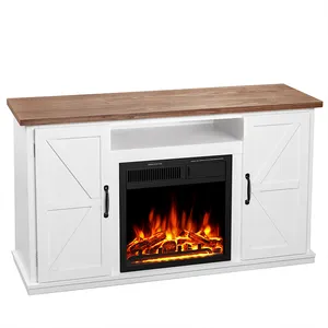 Terbaru 7 tingkat kecerahan api Walnut TV berdiri listrik Mantel kayu Surround Firebox