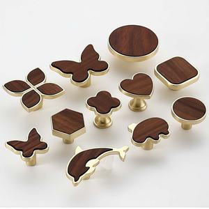 Tiradores de Estilo Song con Base de Aleación de Zinc y Madera de Nogal para Armarios, Cajones, Zapateros y Muebles - Product Image 5