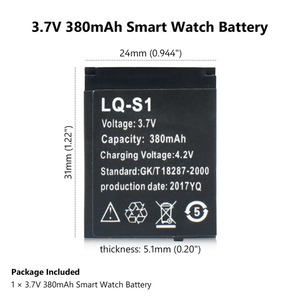 LQ-S1นาฬิกาอัจฉริยะ3.7V 380mAh ทนทานแบตเตอรี่ลิเธียมแบบชาร์จไฟได้สำหรับนาฬิกาอัจฉริยะ QW09 <span class=keywords><strong>W8</strong></span> DZ09 - Product Image 4