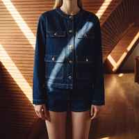 Chaqueta vaquera vintage estampada para mujer, transpirable, ecológica, estilo europeo americano, versátil, con botones, para otoño