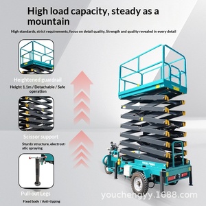 tricycle lifting platform hydraulic mobile scissor type climbing empty work vehicle small lift ladder - Product Image 3