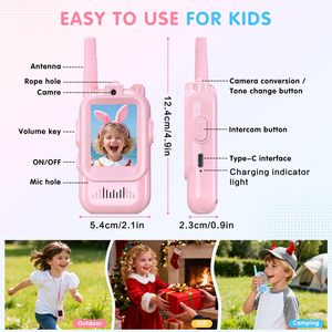 Walkie Talkies Mini Personalizados Más Vendidos para Niños con Certificación CE FCC Rohs, Paquete de 2, Recargables, Juguetes para Niños y Niñas de 3 a 8 Años, Artículos de Regalo - Product Image 3