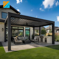 Pergola Commerciale Grise Premium, Pergola en Aluminium Imperméable, Pergola Bioclimatique Motorisée pour Espace de Vie Extérieur