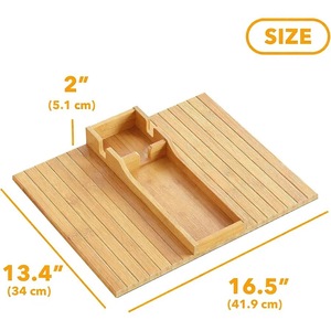 Plateau d'accoudoir de canapé en bambou 42x34x5cm avec porte-gobelet central pour usage domestique - Product Image 2