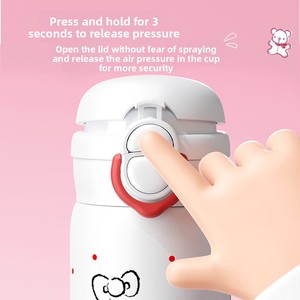 Gourde isotherme Sanrio Kuromi Hello Kitty pour enfants, en acier inoxydable 316 de qualité alimentaire, grande capacité, pour la rentrée scolaire, pour filles d'école primaire, avec double paille - Product Image 2