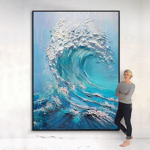 <b>Framed</b> Ocean Wave Oil Painting Impressionism Style Modern Minimalist Living Room Decor Durable <b>Wall</b> Art for Home Interior - Product Image 1