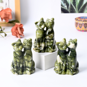 <span class=keywords><strong>Statue</strong></span> de chat sculptée en <span class=keywords><strong>jade</strong></span> Xiuyu sculptée à la main chat en pierre de guérison en cristal pour la décoration - Product Image 5