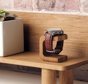 Soporte de Madera para Relojes, Forma Rectangular de Roble, Soporte para Correas de Cuero Marrón, Exhibidor de Joyas y Relojes - Product Image 3