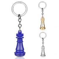 Porte-clés international pièce d'échiquier verre dôme pendentif voiture sac haute qualité métal porte-clés échecs amoureux cadeau