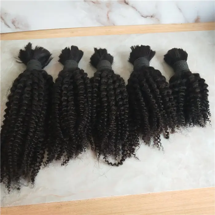 Human Braiding Hair Bulk No Weft 4B 4C Afro Kinky Curly Bulk Hair For Braiding wholesale Mongolian Remy Hair Crochet Braids