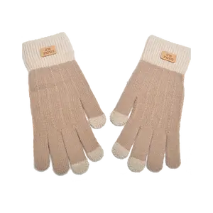 カスタム中国暖かい冬の手袋タッチスクリーンミトンニットベルベットクリスマスマジックファッションアクリルグローブ & カシミアミトン