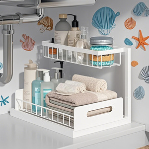 Organizador de Cocina Tiansi, Estante de Almacenamiento para Fregadero, Rectangular Blanco, Multifuncional, Retráctil, para Montar en la Pared - Product Image 3