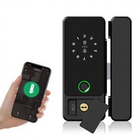 Serrure de porte intelligente en verre GL10, déverrouillage par clé, contrôle via l'application Tuya, reconnaissance d'empreintes digitales, accès par carte, entrée par code, loquet réversible