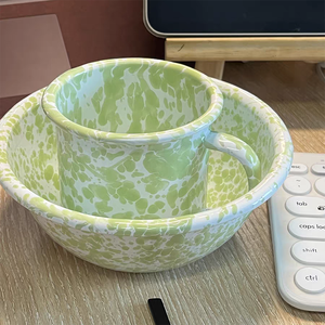 Batterie de cuisine de 8cm de haute qualité, vente en gros d'usine d'assiettes <span class=keywords><strong>et</strong></span> tasses en émail avec logo personnalisé pour les campeurs - Product Image 2