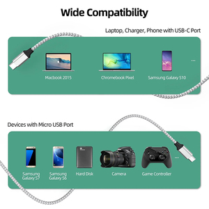 Xput 2.0 USB C Để Micro USB Cáp Bện Nam Để Nam Adapter Loại C USB Để Micro USB Dây Để Sạc Truyền Dữ Liệu - Product Image 3